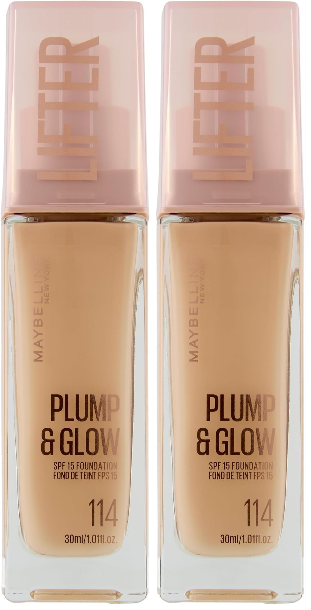 Maybelline New York Lifter Niasinamid ve Hyalüronik Asit İçeren Aydınlatan Fondöten - 114 (2 paketi)