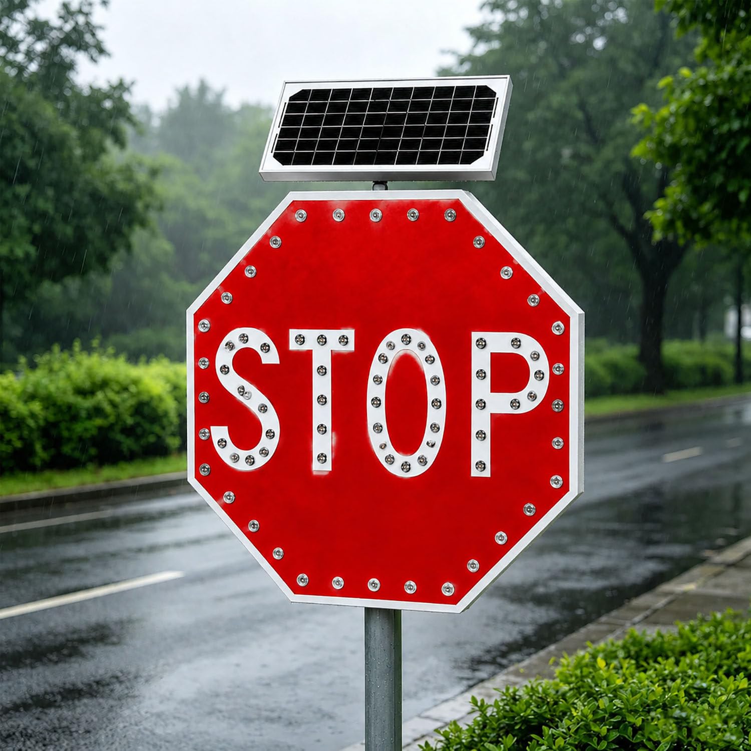 Señal de Stop Octogonal LED alimentada por energía Solar, Impermeable y Reflectante, señal de Seguridad para vehículos, estacionamientos Escolares y de Entrada 30in