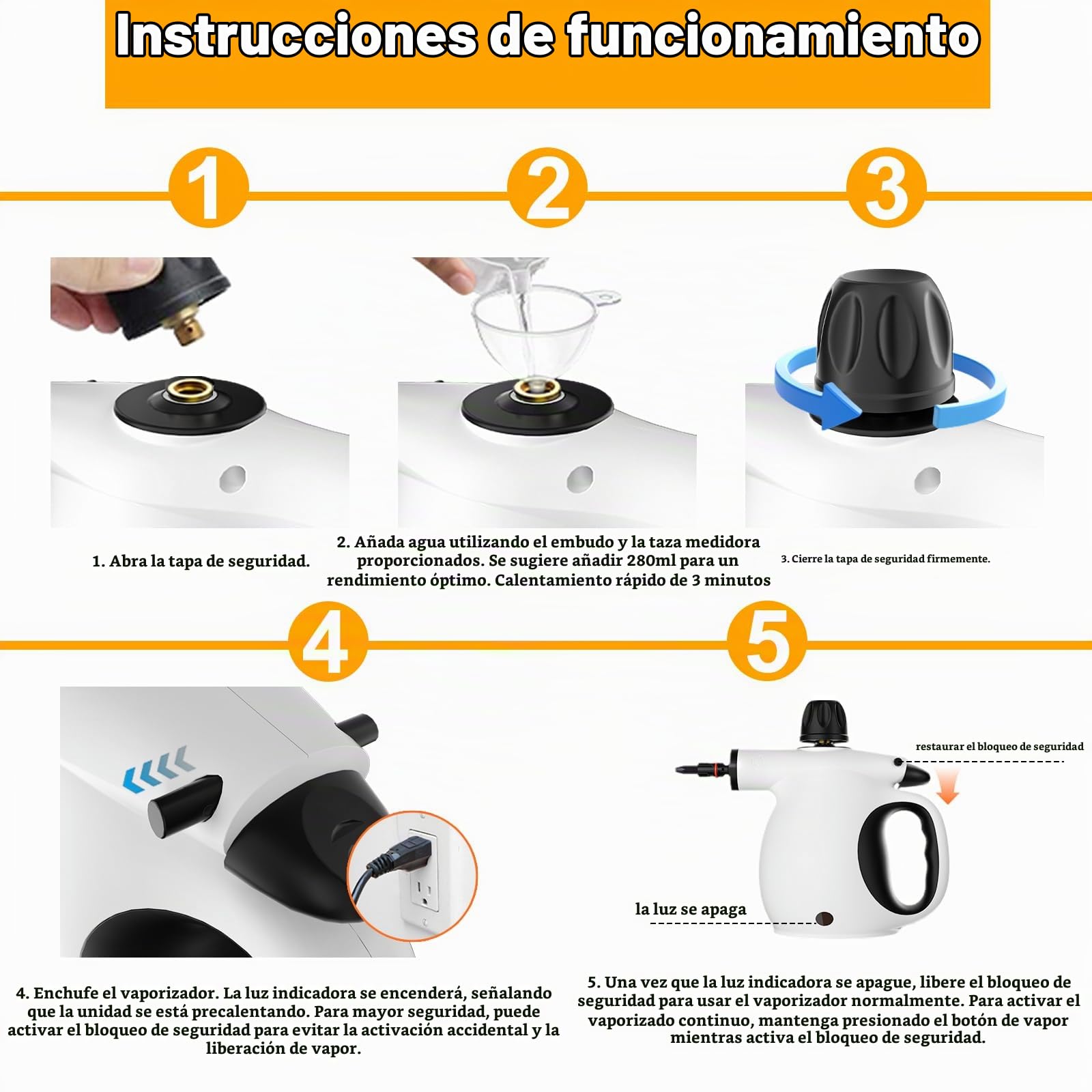 Limpiador de Vapor,1200W Vaporeta de Mano Portátil,Con 12 accesorios y cierre de Seguridad,350ML Depósito Para Limpiar Cocina, Baño, Juntas, Ventanas y Grasa Vaporeta Limpieza Hogar Multifuncional