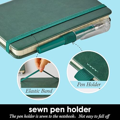 Miniatura 33 de Cuaderno pequeño de cuero con bolígrafo para escribir mujeres, con bolsillo pequeño, minibloc de notas forrado para viajes y trabajo, cuaderno de 3