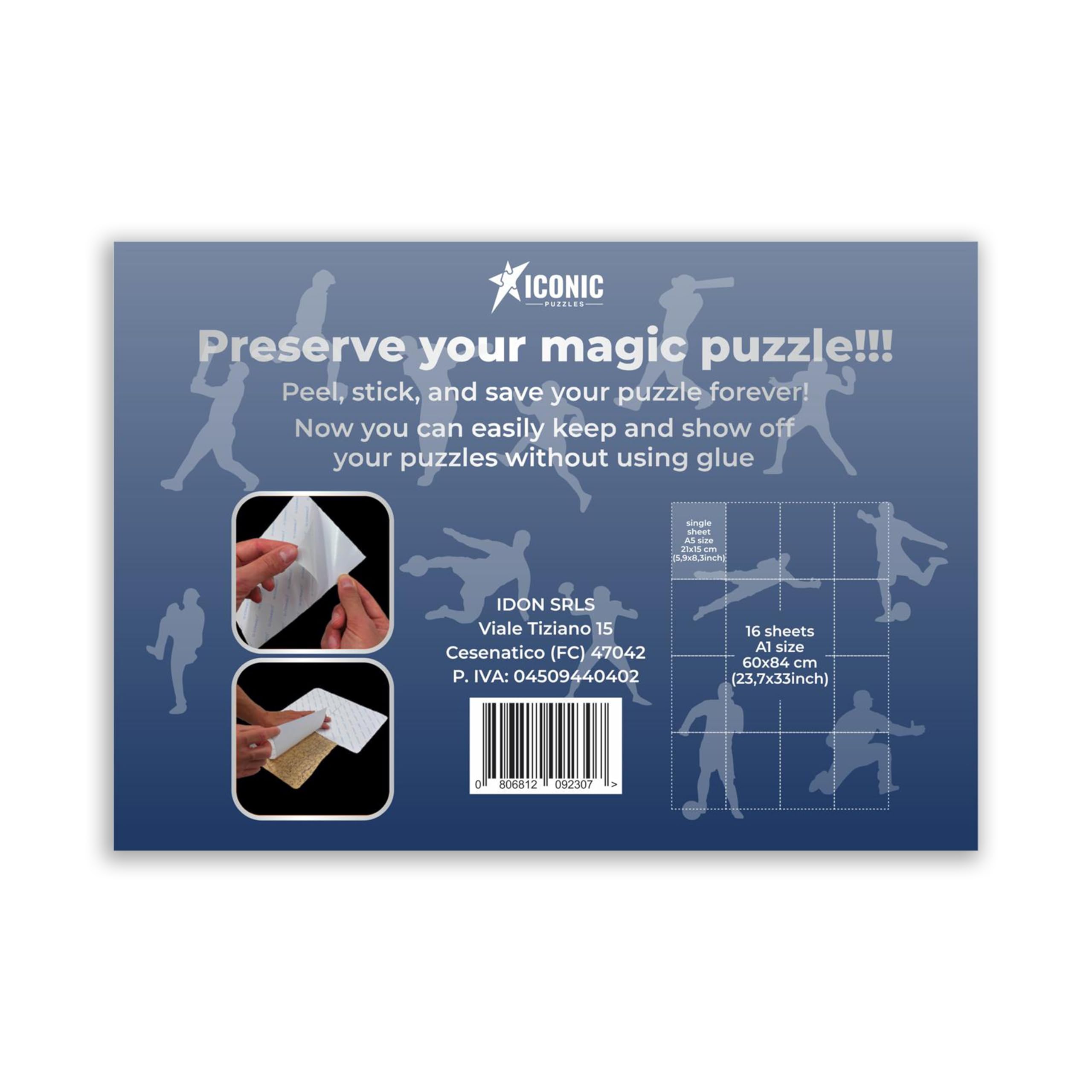 Iconic Puzzles Unisex powiesić bez wykonywania otworów na ścianie, rama, szybki i łatwy zestaw do montażu, niebieski