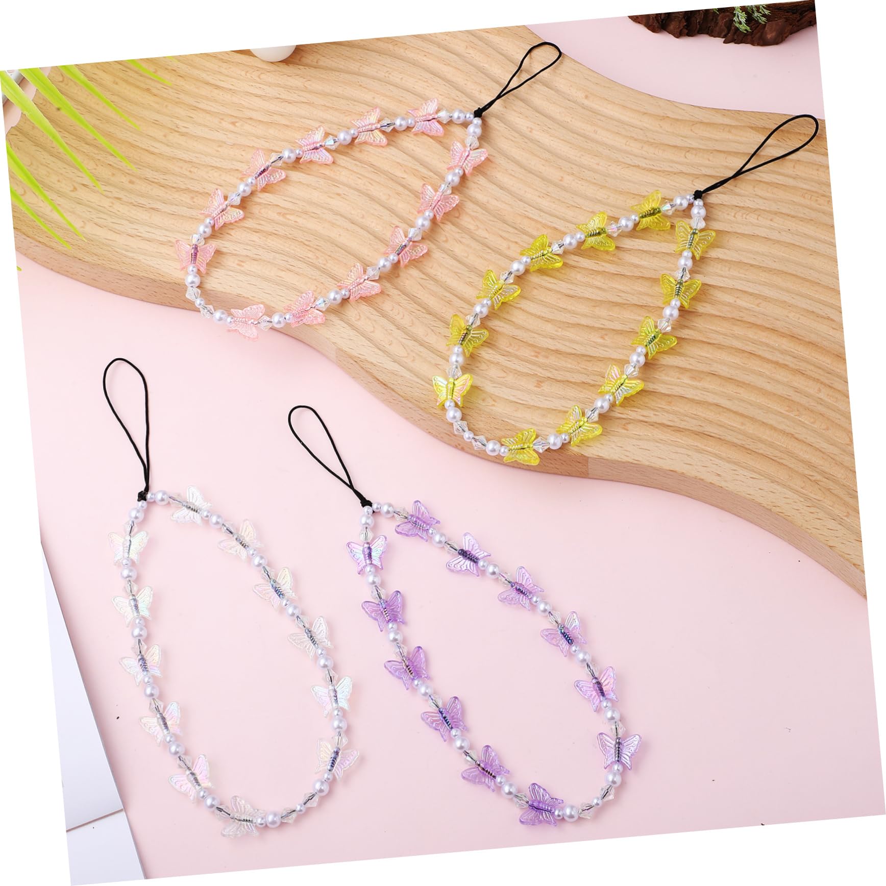 SHINEOFI Beaded Handy Lanyard Mit Schmetterlingsperlen Handykette Zur Dekoration Leicht Und Langlebig Als Smartphone Halterung Für Unterwegs
