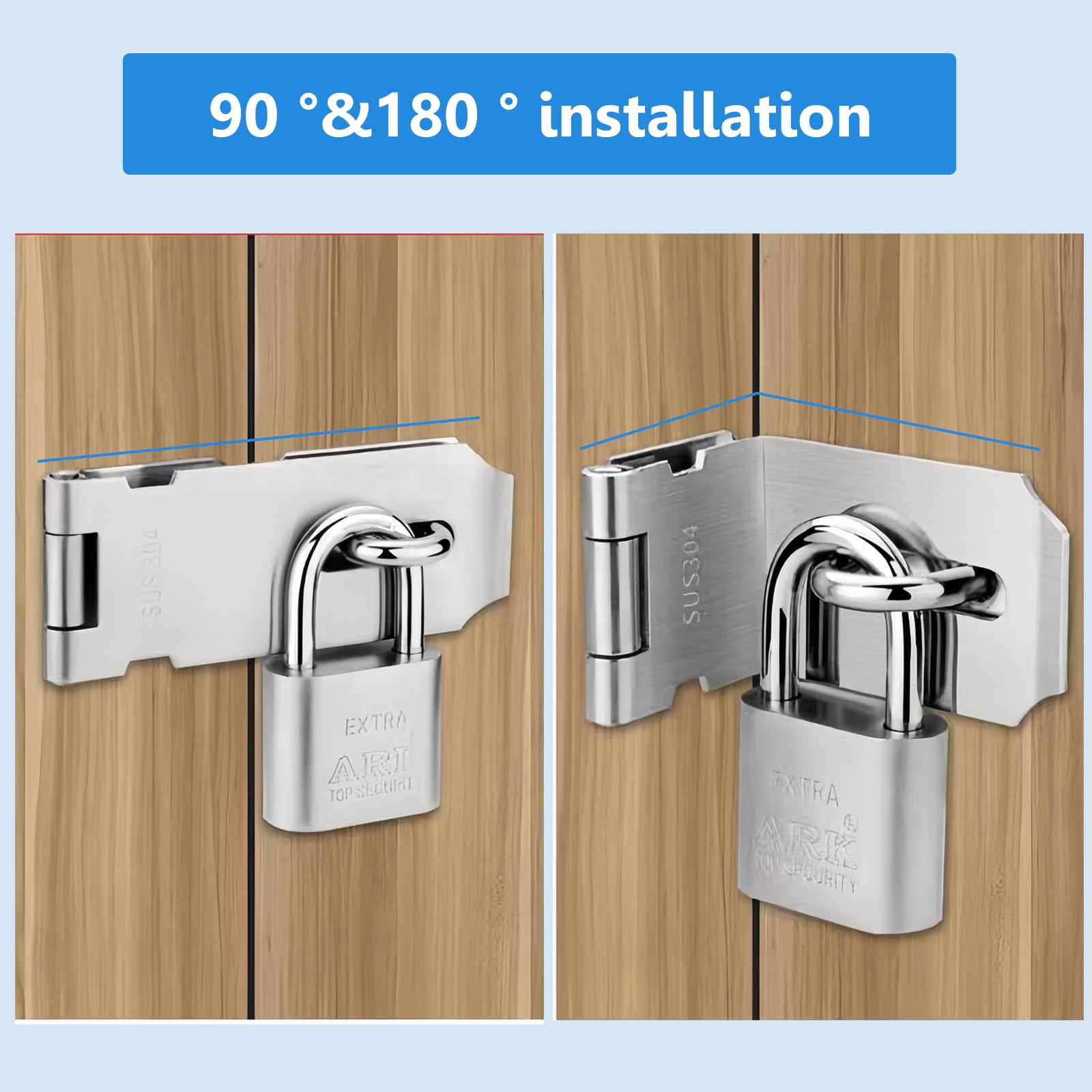 4 Pollici Lucchetto Hasp Chiusura Porta, Chiusura Lucchetto Hasp Serratura Della Porta Hasp con Viti, Retto Lucchetto Hasp in Acciaio Inox per Camera da Letto, Garage, Armadio