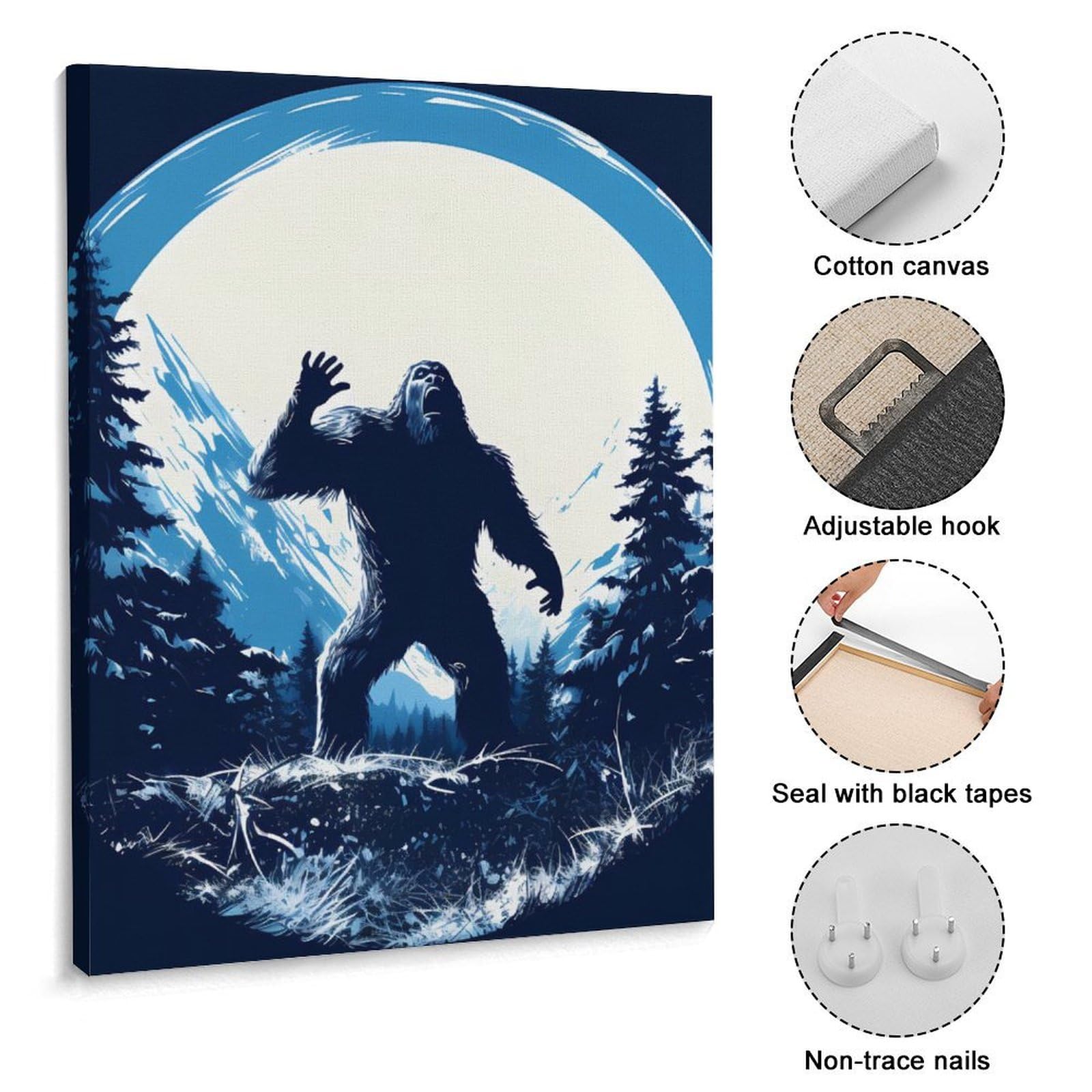 Roaring Bigfoot Sasquatch Novelty Art Paintings Wall Decor 