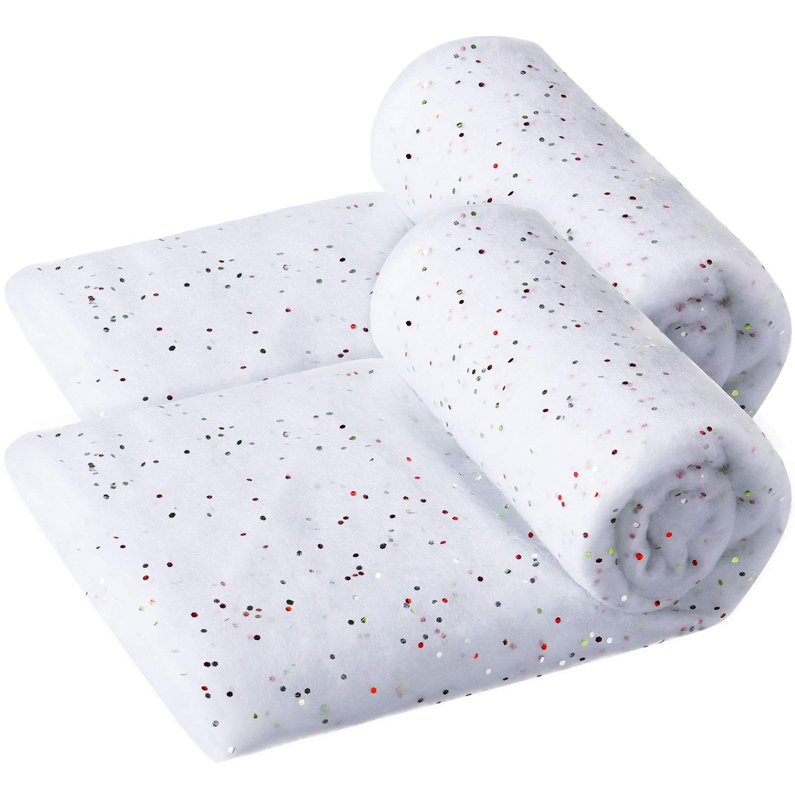 2 Pieces Christmas Glittered Snow Blanket Wonderland Artificial Snow Glittered Blanket White Snow Decoration for Christmas Decoration, Village Displays, Christmas Tree, 39.37 x 19.68 Inches