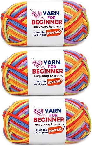 Hilo arcoíris para tejer y tejer, hilo de punto de ganchillo de algodón para principiantes con costuras fáciles de ver, mezcla de algodón y nailon,