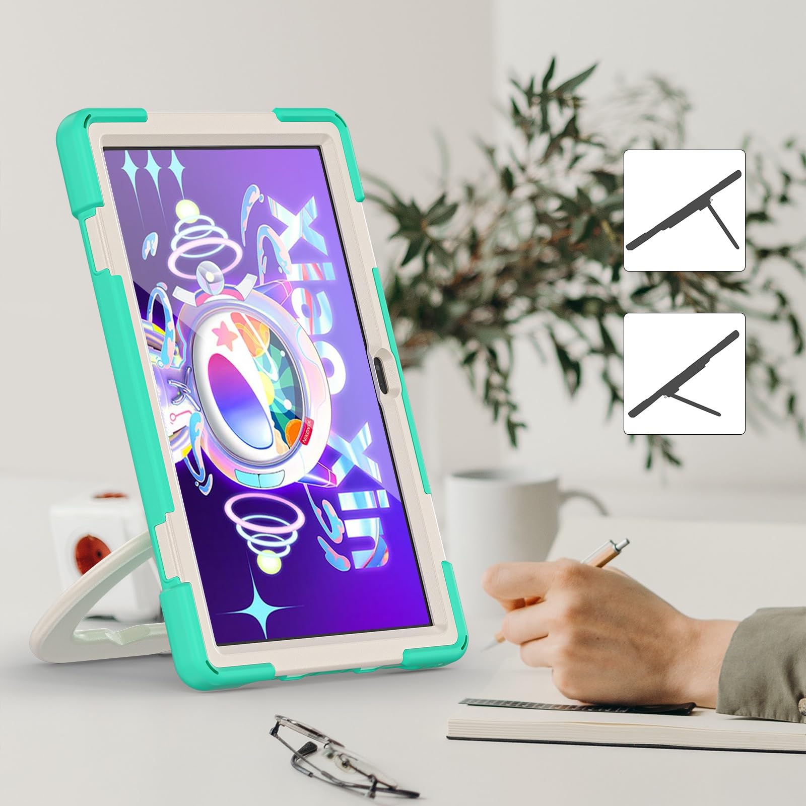 Etui na Lenovo Tab M10 Plus 3. generacji 10,6 cala 2022 (TB125FU/TB128FU/TB128XU), odporne na wstrząsy etui z obrotowym stojakiem 360, do paska ręcznego/ramienia tabletu (zielony BH)