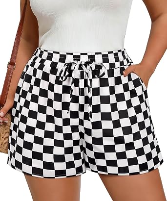 RITERA Women Plus Size Shorts Pants Summer Beach Drawstring Elastic Waist Casual Short with Pockets Xl-5Xl