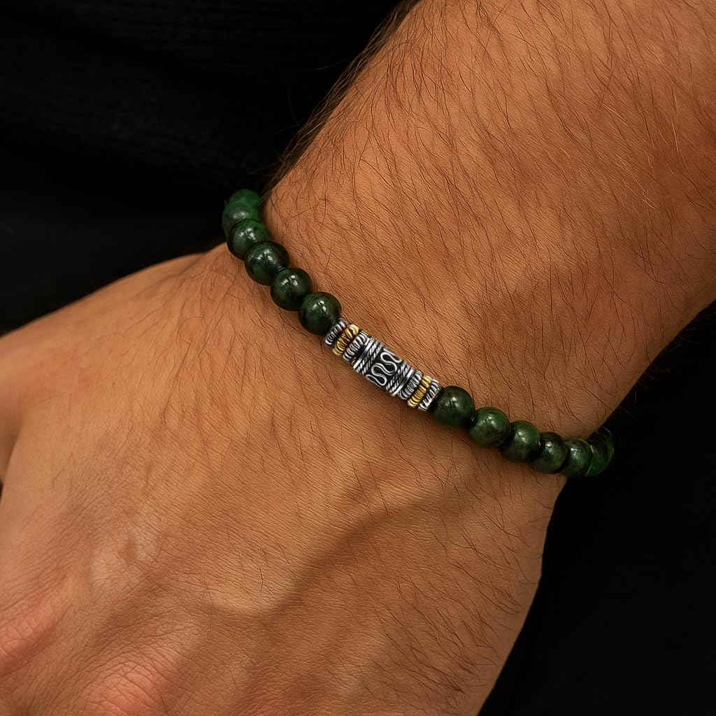 Kartini Studio Jade Beads Bracelet, Green Jade and Sterling Silver Beads Bracelet, Quality Bead Jewelry - Image 3