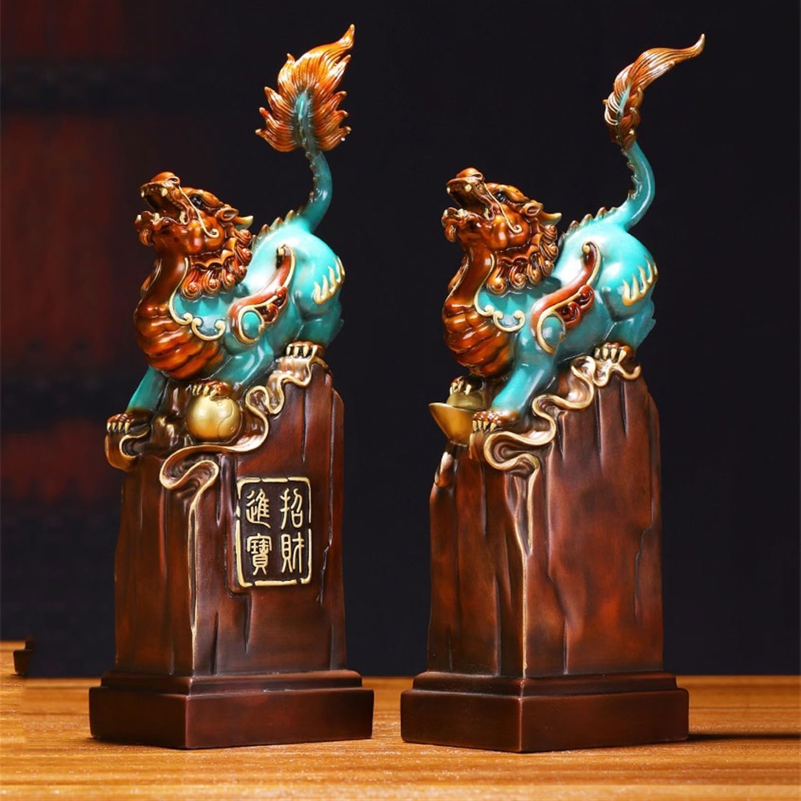 Kunst-Skulptur, 1 Paar Schreibtisch-Dekoration, Kupfer, Wahrsagerei-Ornamente, Schreibtisch-Dekoration, Glücks-Feng-Shui-Ornamente, personalisierte Heimdekoration,