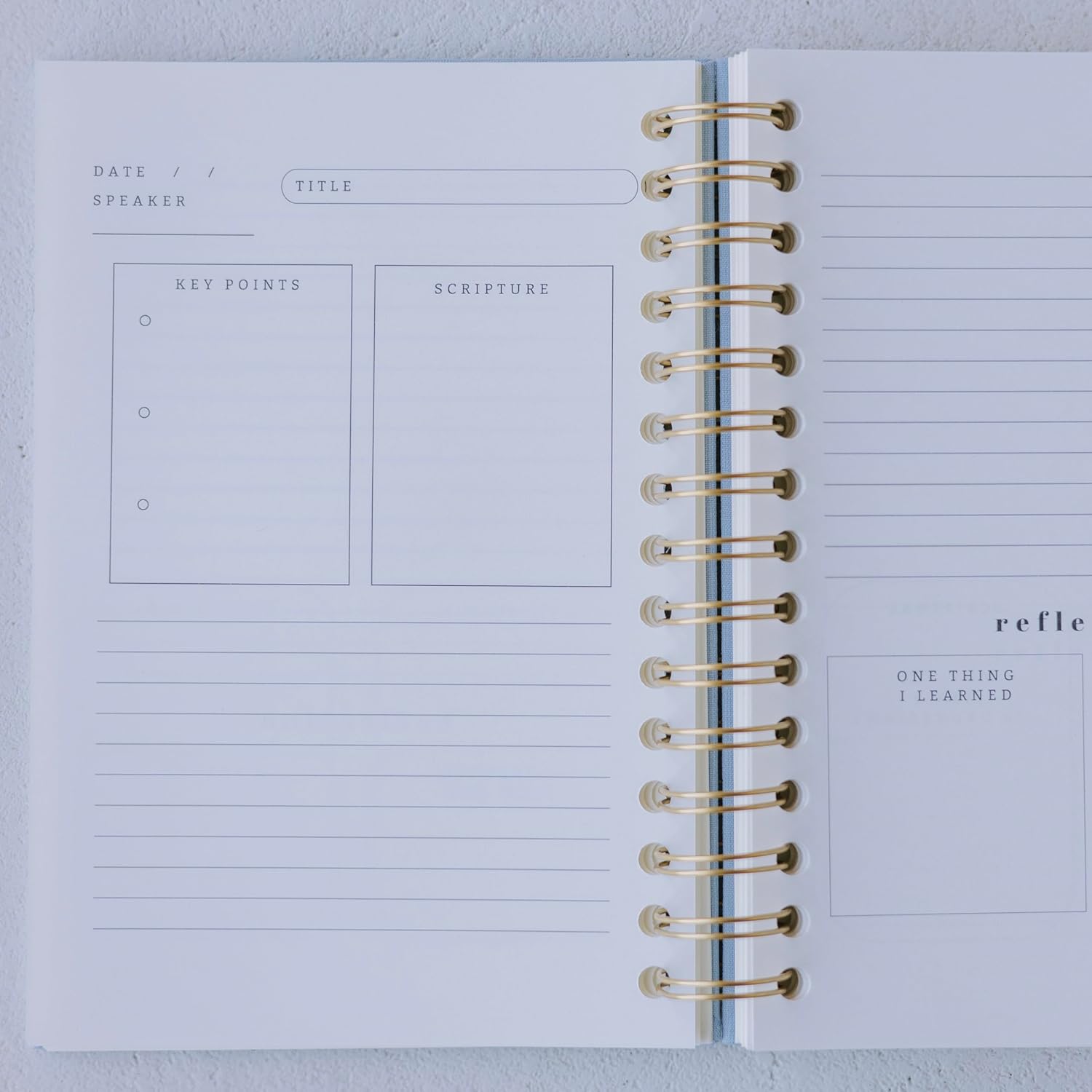 Steadfast & Sustained Church Notes Journal - Organize & Apply Your Sermon Notes - Write Key Points, Bible Verses, Notes, and Application - Aesthetic Christian Sermon Notebook for Women & Men (Light Blue, Gold)