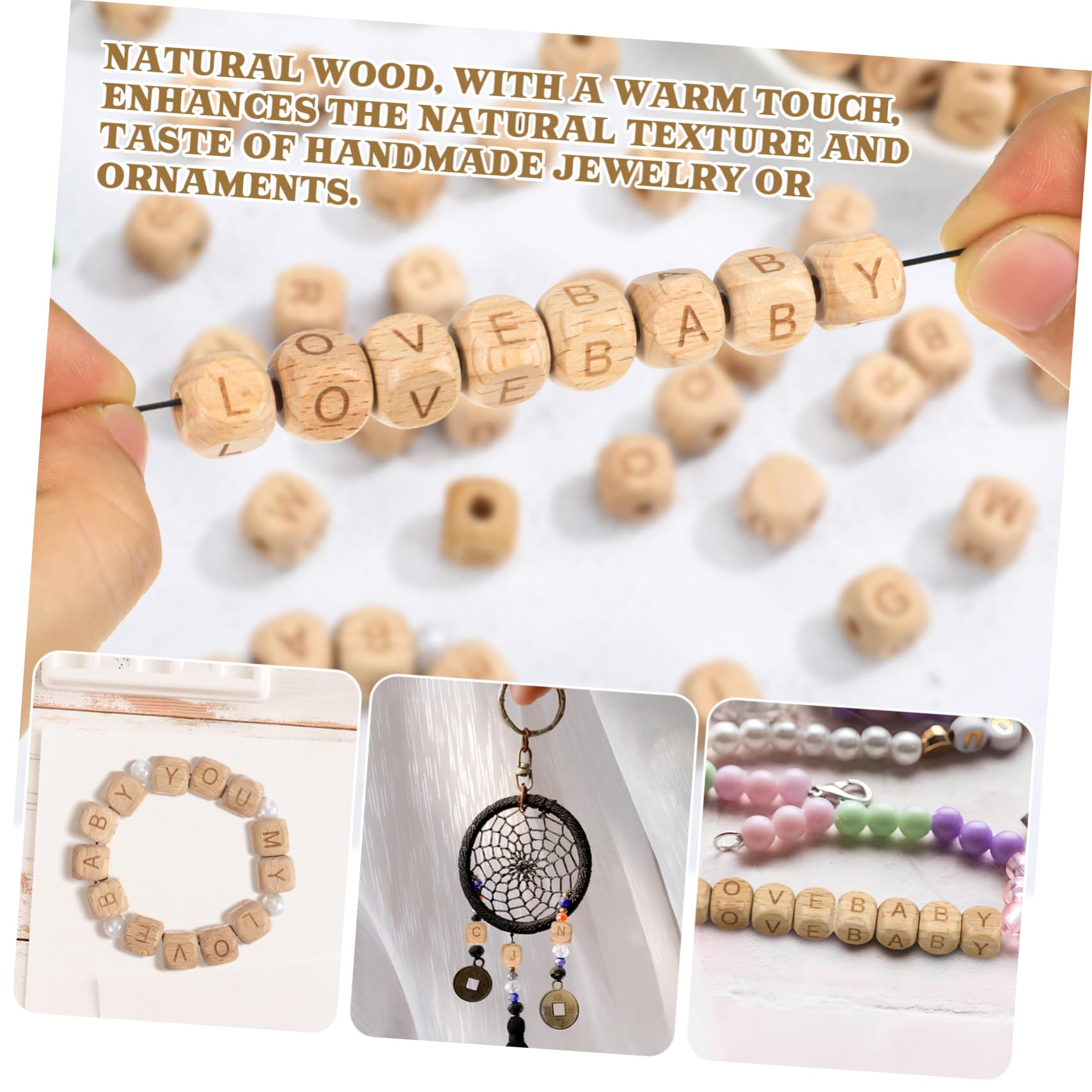 SEWACC 260stücke Runde Buchstabenperlen aus Holz Lose Holzperlen mit Alphabetbuchstaben für Schmuck-bastelarbeiten Halsketten und Armbänder