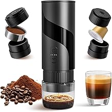 2 in 1 Portable Electric Coffee Maker None Self-heating, 20-Bar Portable Espresso Maker Rechargable, Travel Coffee Maker for Car, Camping, Office, Compatible with Coffee Powder and Nespresso Capsule