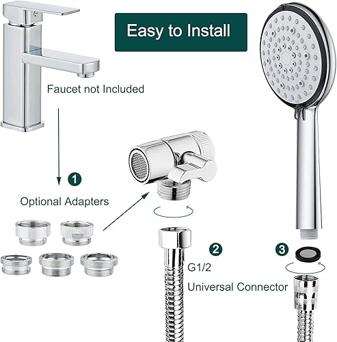 Miniatura 6 de MOSELNY Grifo de bañera, accesorio para rociador de fregadero, cabezal de ducha de 6 modos, rociador de manguera de fregadero de extensión para