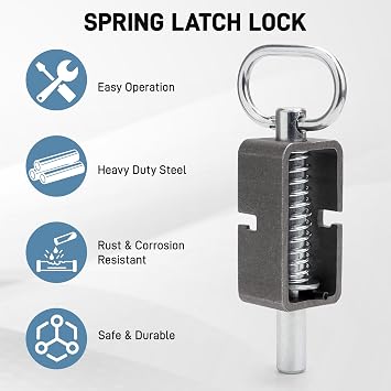 Heavy Duty Trailer Gate Latch, Weld-On 5/8 Spring Latch Assembly with Plain Tube, 2 Packs Spring Loaded Latch Pin, Universal Long Spring Lock Steel Latch for Trailer