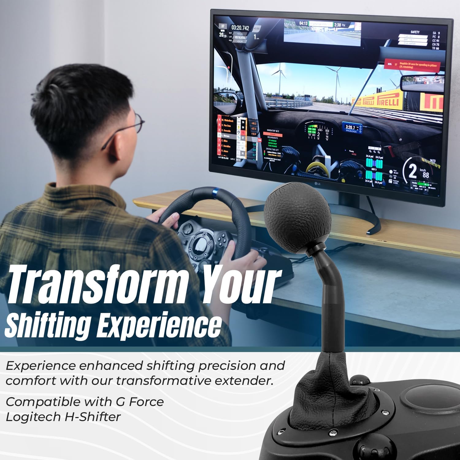 Gear Shifter Knob Adapter Mod for Logitech G29 G920 G923 G27 G25, Stick Lever Shift Extension, Sim Racing Gaming Accessories [7cm (2.76") Bend 30°] - Image 6