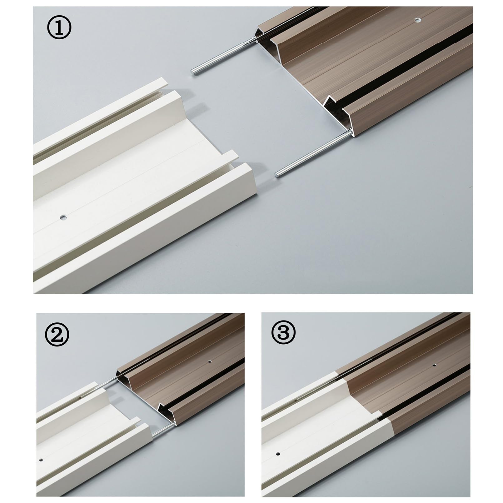 Rail De Rideau Robuste Rail Rideaux Plafond Aluminium Montage Au Plafond À Double Rail Pour Séparateur De Pièce (1-6 M)(Champagne,1m)