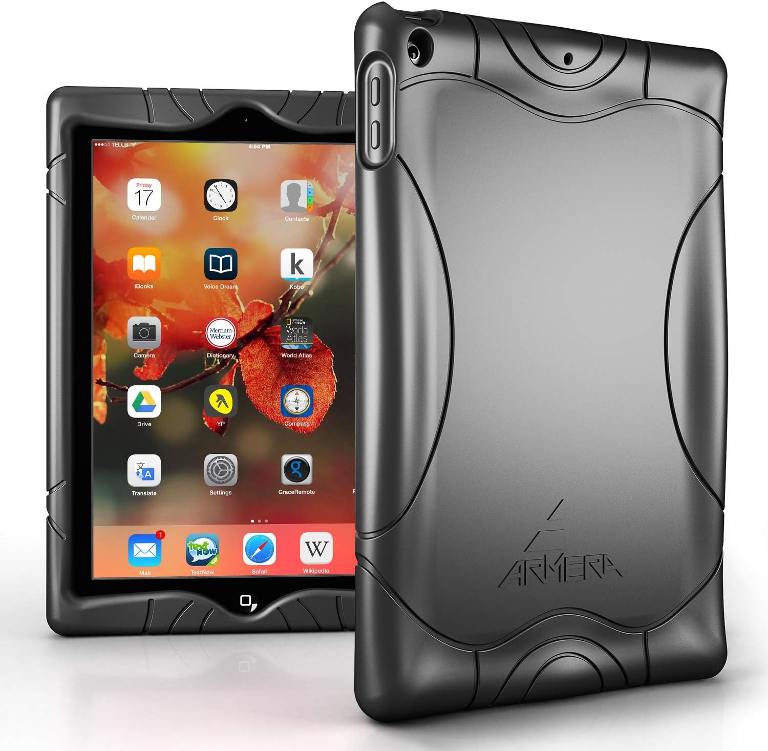 Armera iPad 9.7 2018 2017 Case - [Wave Bumper Series] Light Weight Anti Slip Kids Friendly Shock Proof Silicone Protective Cover for iPad 6th / 5th Gen, Black