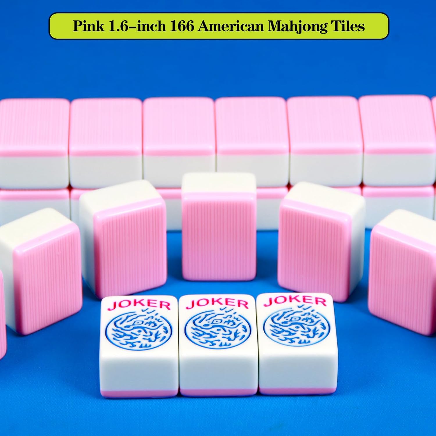 Pink American Mahjong Tile Set 166 American Mahjong Set 1.6-inch Large Mahjong Tiles and Mahjong Storage Bag