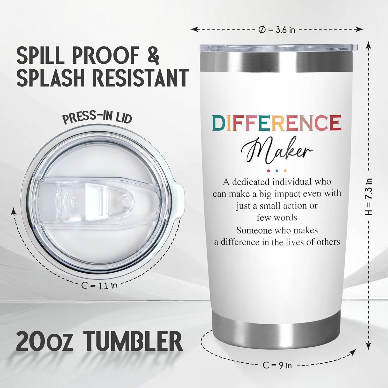 AVERXO Appreciation Gifts for Coworkers - 20 oz Stainless Steel Insulated Tumbler - Birthday Appreciation Inspirational Thank You Gifts for Women Teachers Coworkers Boss Nurses, Difference Maker Gift - Image 2