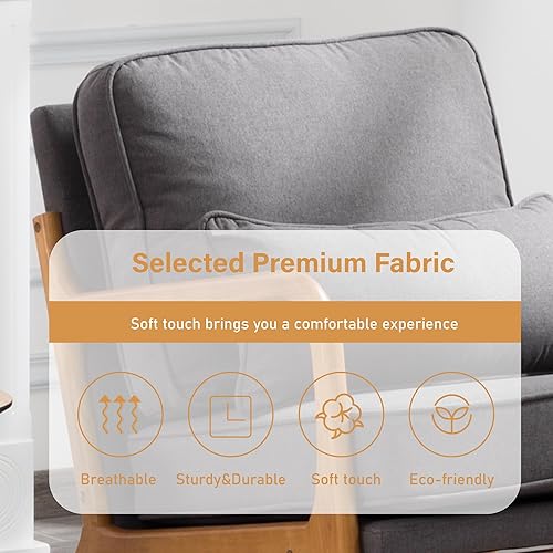 Miniatura 9 de pazezog Silla decorativa para sala de estar, sillón tapizado moderno de mediados de siglo con almohada, sillón de lectura, sillas decorativas