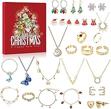 Calendrier De L'avent Bijoux Femme Fille, 2023 Calendrier De L'avent Enfant Ado Adulte, Remplir Boucles Collier Bracelet D'oreilles Bague, Idee Cadeau Noel Original Personnalisé