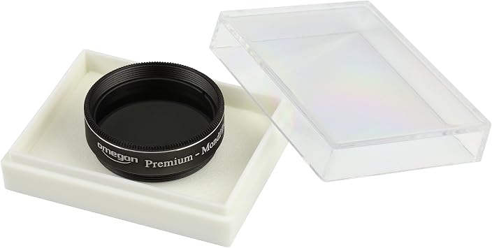 Omegon Premium Multi Coated Aluminum Moon Filter for Telescopes with 1.25 Inch Thread Reduces Brightness by 70% and Increases Contrast