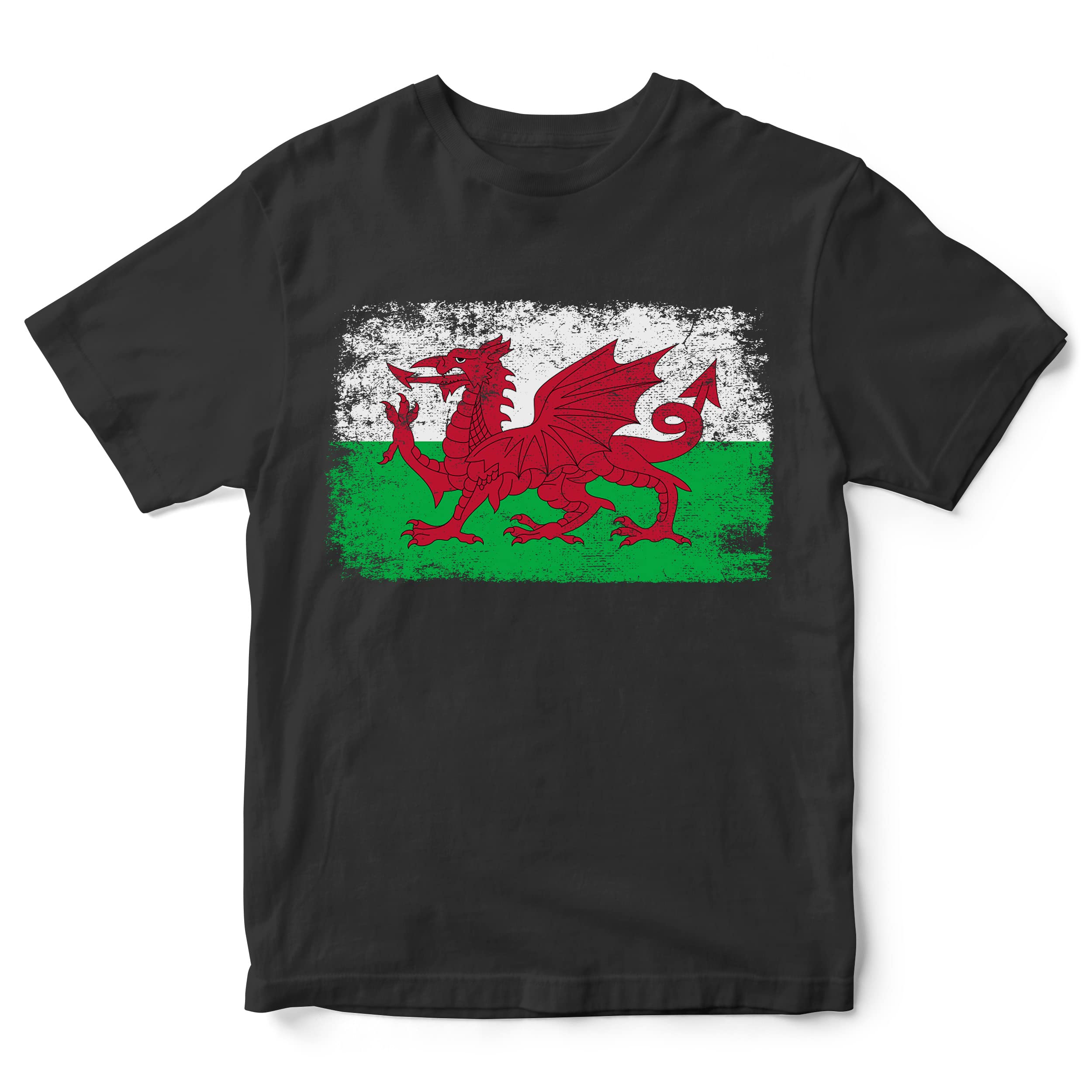 Purple Print House Wales Rugby Flag T Shirt for Kids, Cymru Boys Gifts for Rugby Fan, Welsh Unisex Childrens Tshirts, 12-13 Years, Black โ image 1