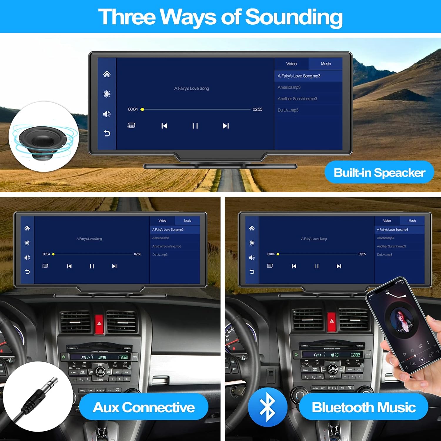 10.26" Wireless Carplay & Android Auto Portable Car Stereo with Bluetooth Hands-Free Car Radio with Google and Siri Assistant, HD IPS Touchscreen, AUX and FM Transmitter 6 71+CgLBdyRL. AC SL1500