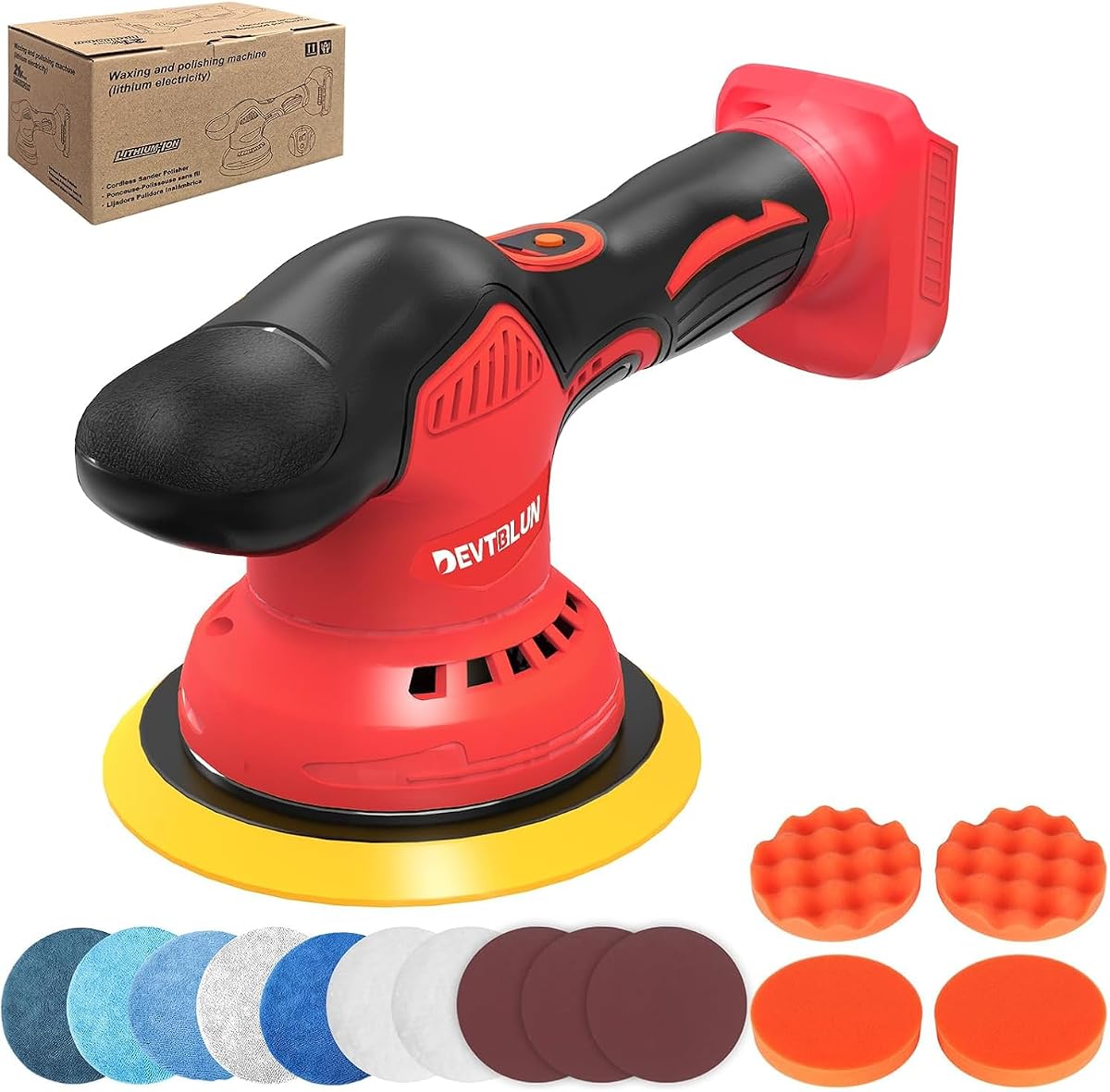 Cordless Car Buffer Polisher Compatible with Milwaukee M18 Battery(NO Battery),6" Brushless Buffer Polisher Kit, 8 Variable Speed 5500RPM for Car Detailing,14PCS Polishing Accessories