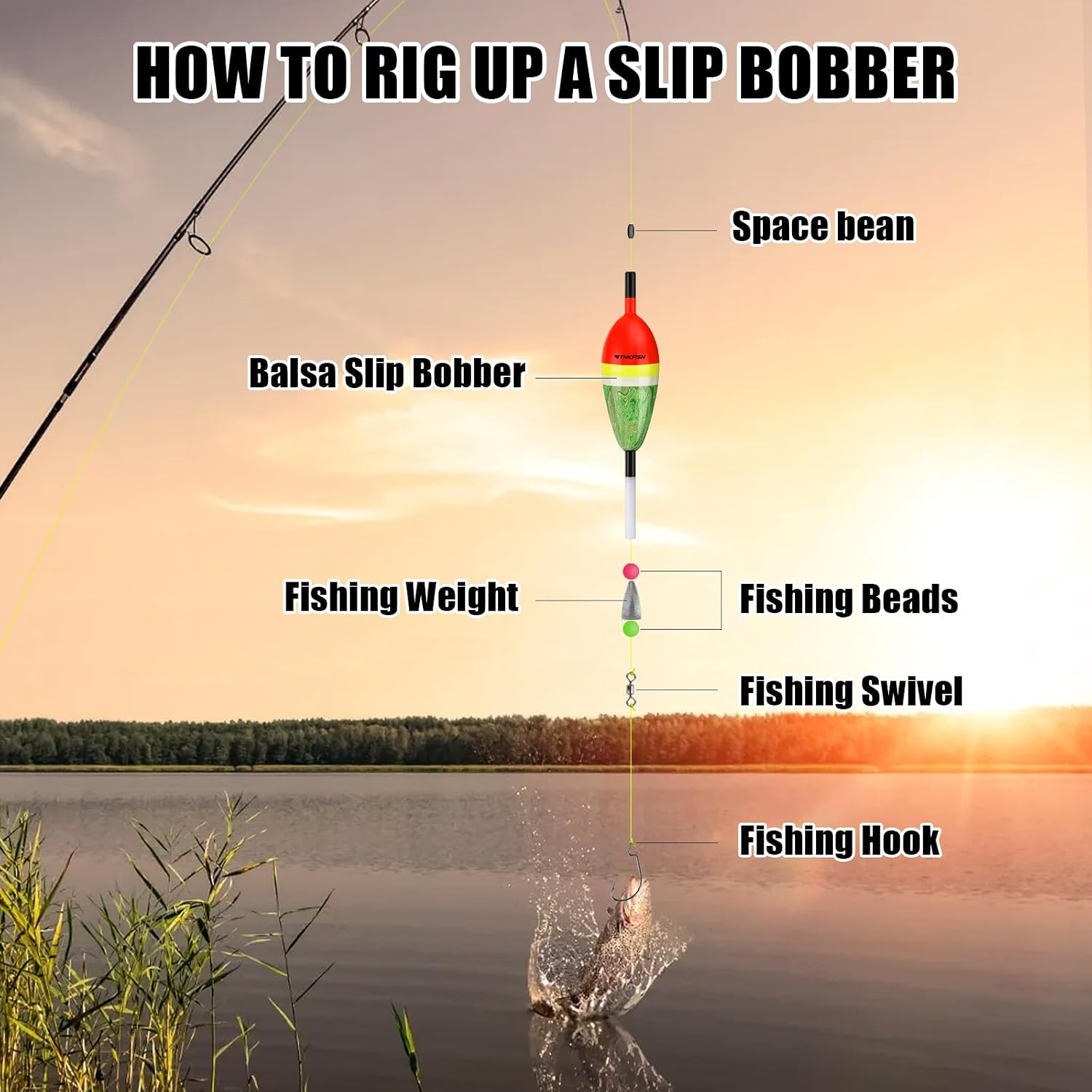 THKFISH Fishing Floats Balsa Wood Slip Bobbers, Fishing Bobbers Stick Slip Bobber for Fishing Crappie Bluegill Trout Bass Panfish Catfish Walleye 5PCS | Fishing Bobbers Stick Slip Bobber for Fishing Crappie Bluegill Trout Bass Panfish Catfish Walleye