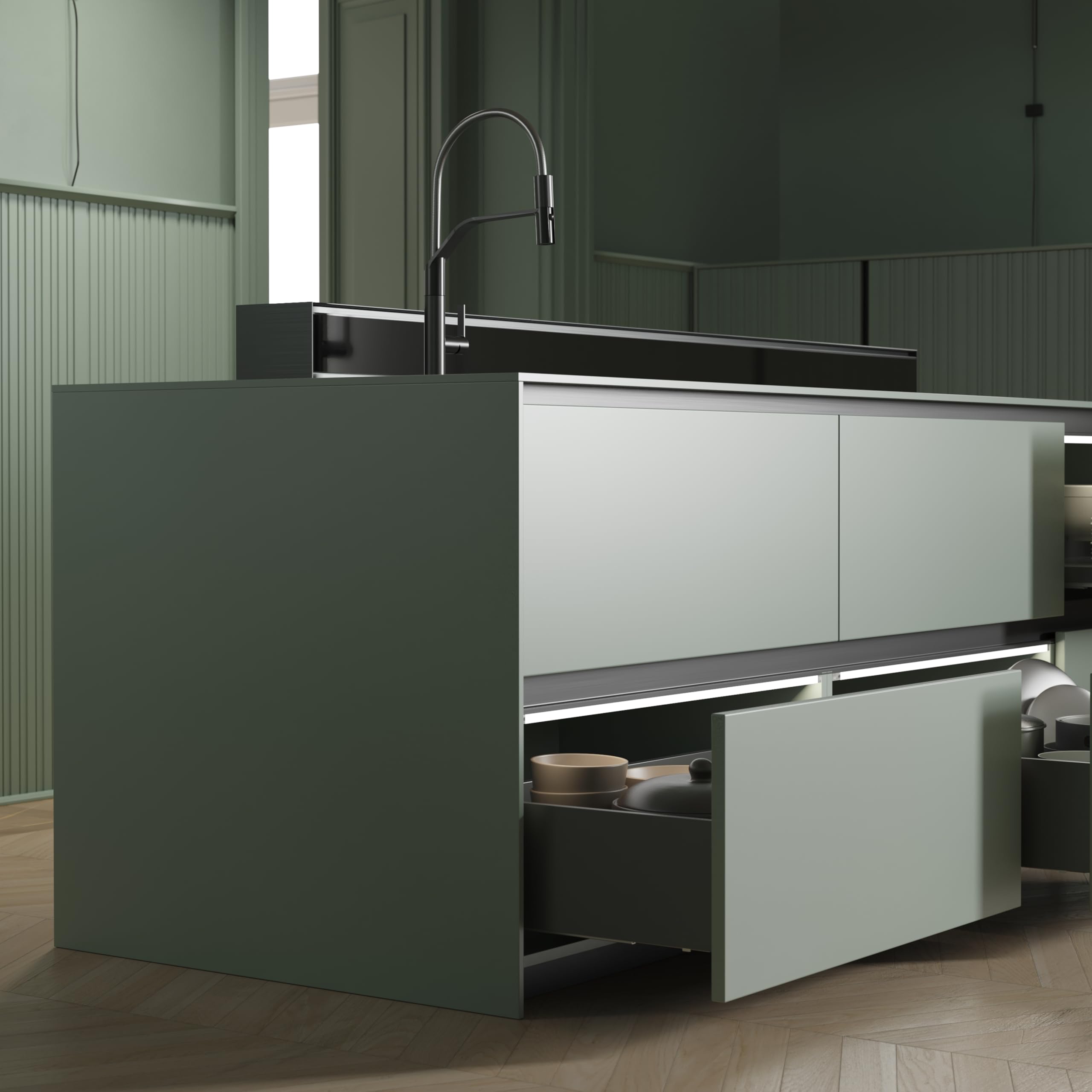 Emuca, External Drawer Vertex with 3D Regulation, Kitchen Drawer Runners H178mm, 40kg, Board Thickness of 18mm, Depth 450mm - Image 3