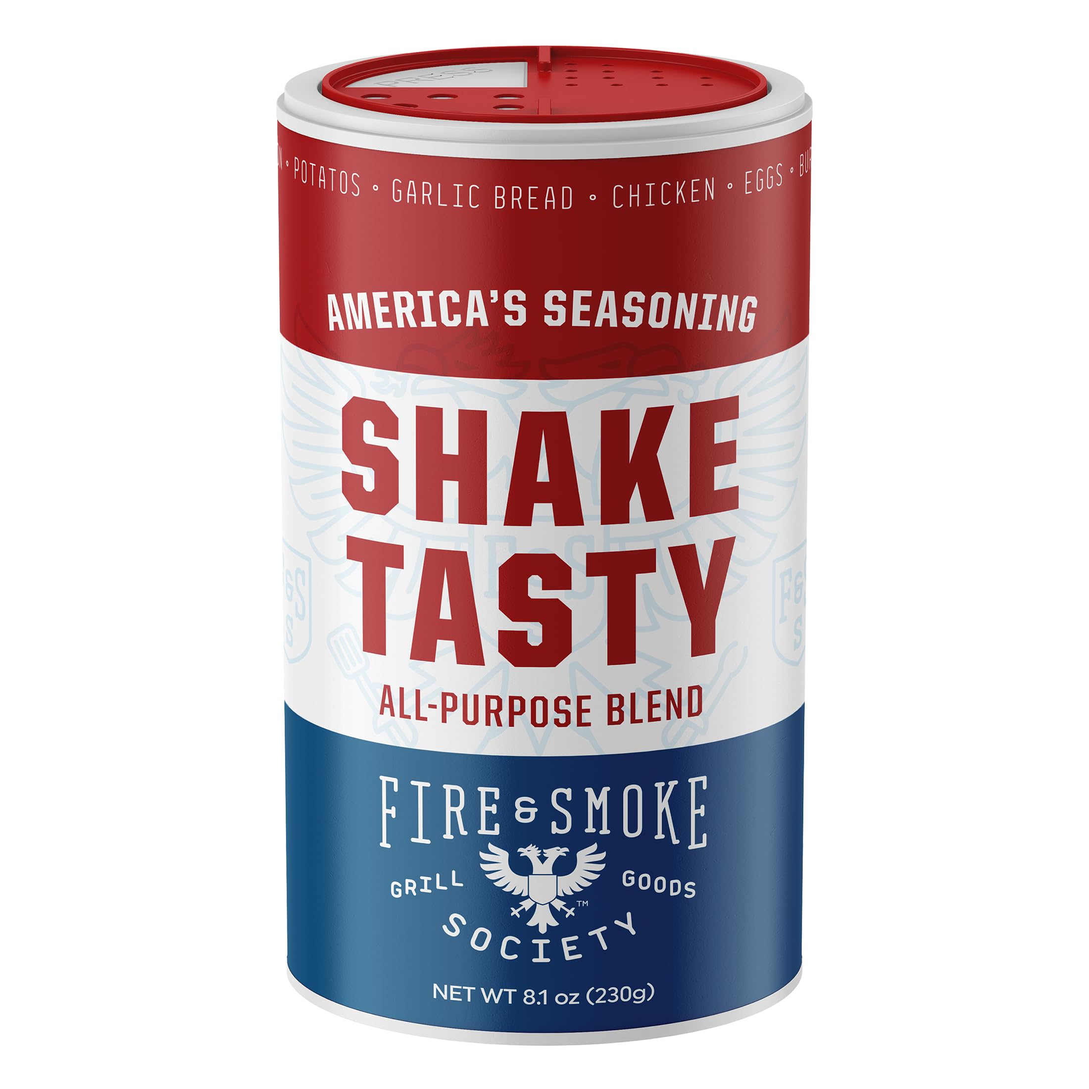 Fire & Smoke SocietyShake Tasty All Purpose Seasoning | BBQ Rubs for Smoking and Grilling | Steak, Chicken, Pork, Burgers | Large 8.1 oz