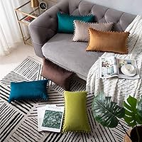 Vista 193 de 2 fundas para cojín decorativo de terciopelo con pompones