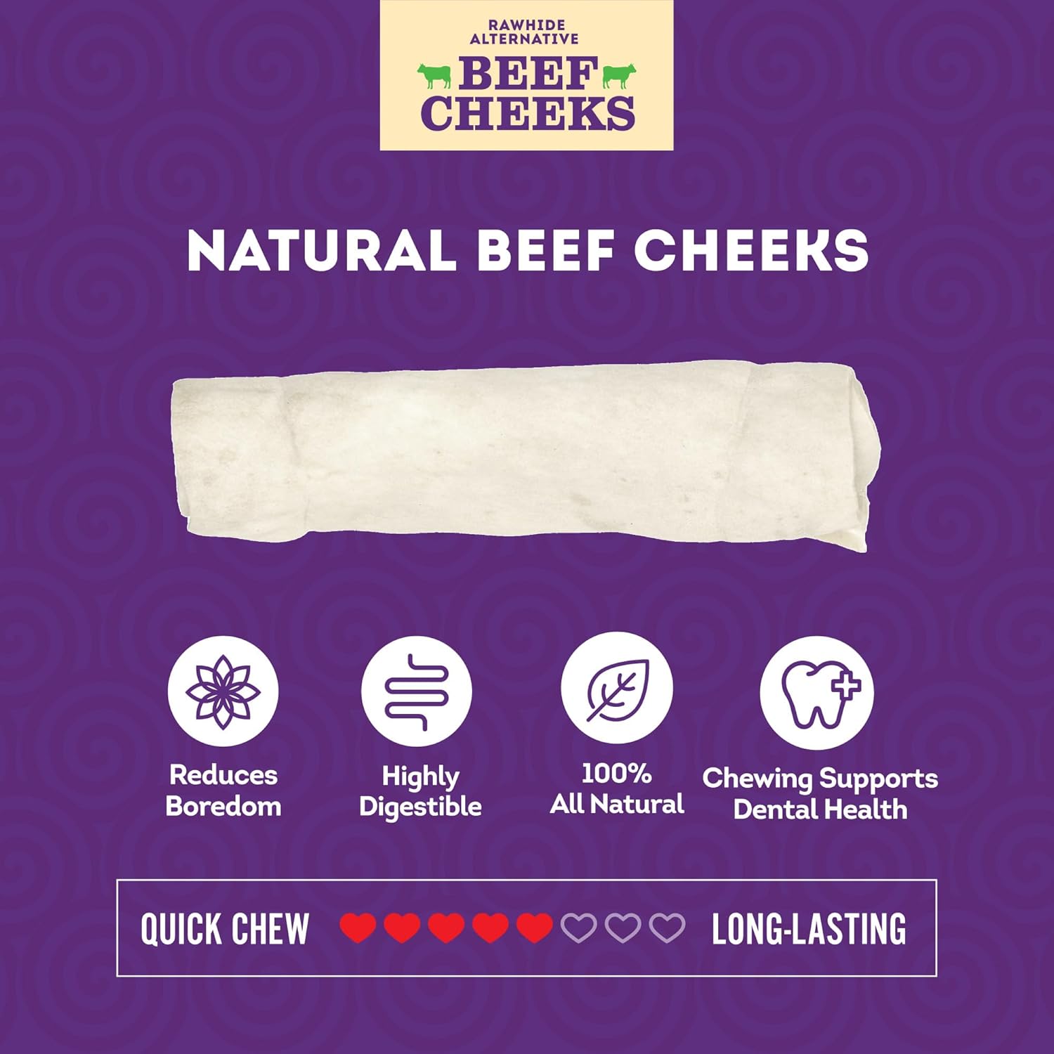 Cowcheek Rolls 6" Dog Chew Treats - Natural Flavor, 5 Count/2 Pack