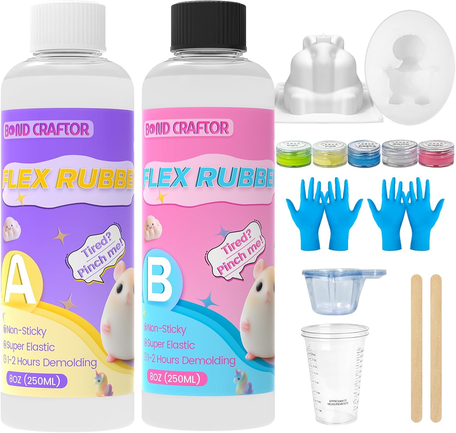 Bond Craftor Taba Squishy Kit 16OZ, [Non-Sticky] [Stress Relif] [AB 1:1], Liquid Silicone Super Soft for DIY Squishy Making, Molding Hamster, Cat’s Paw