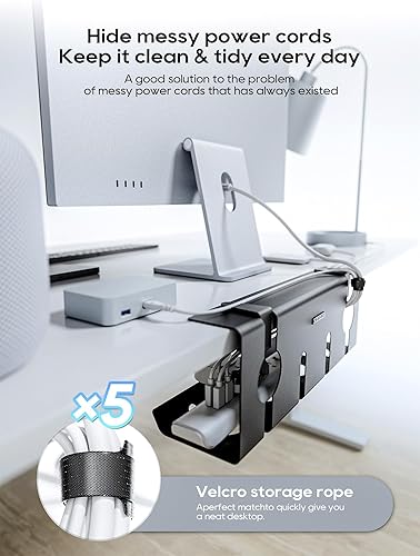 Miniatura 3 de NODOCA Bandeja de Gestión de Cables Debajo del Escritorio Sin Taladro, Gestión de Cables de 17'', Sujeción Sin Perforaciones, Bandeja de Cables de