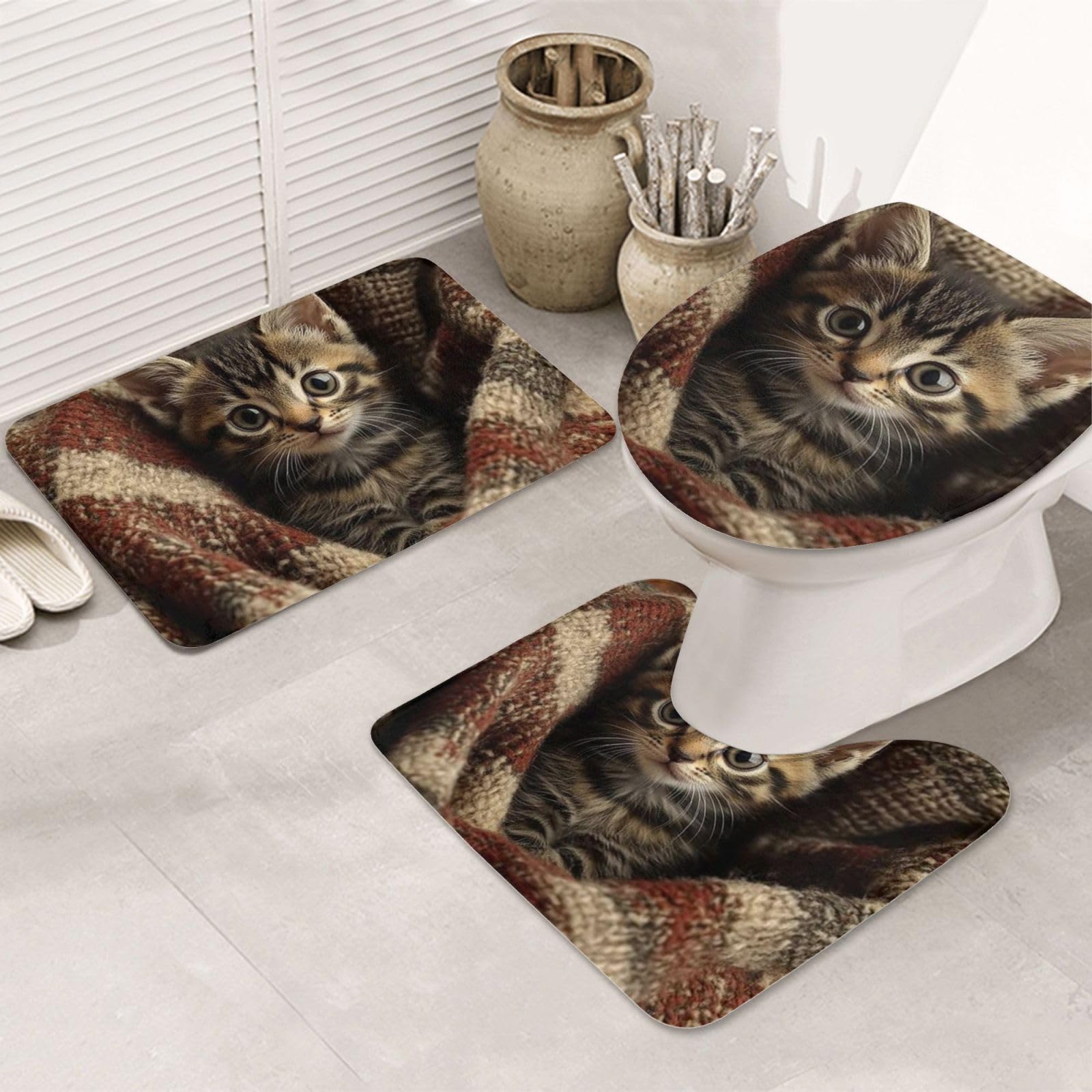 Alfombras de baño decorativas de gato para un suelo seco y cálido en invierno