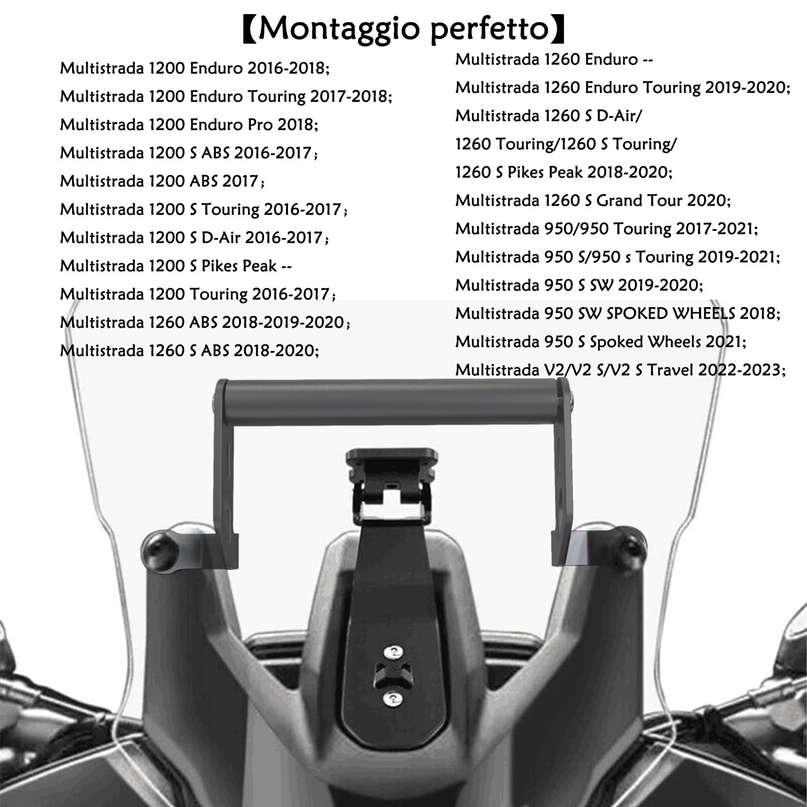 Supporto adattatore per staffa di navigazione per GPS per moto/smartphone Supporto centrale di ricambio per barra anteriore per Multistrada 1200 1260 950 V2 (Non si adatta al V2S)