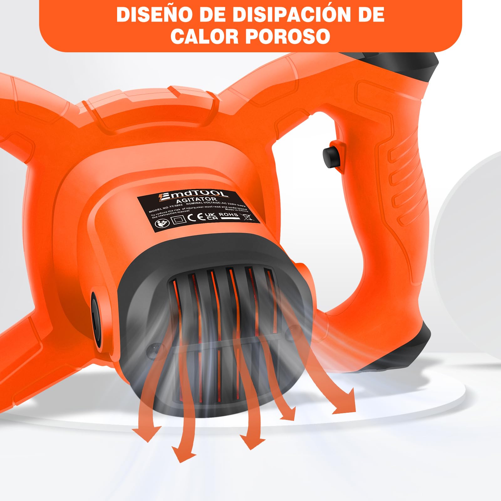 2600W Mezclador de Mortero,Mezclador Industrial, hormigoneras electricas, Agitador M14 Tornillo de Cromo, 6-Velocidad Variable Mezclador Eléctrico, Utilizado para Mezclar Pintura, Cemento, Naranja