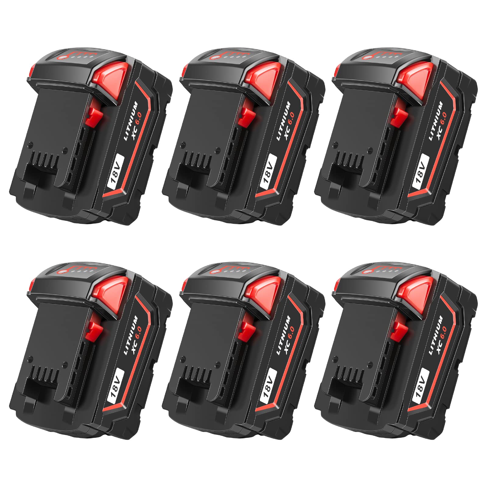 6packs 6Ah 18V Battery Replacement for Milwaukee M - 18 Battery