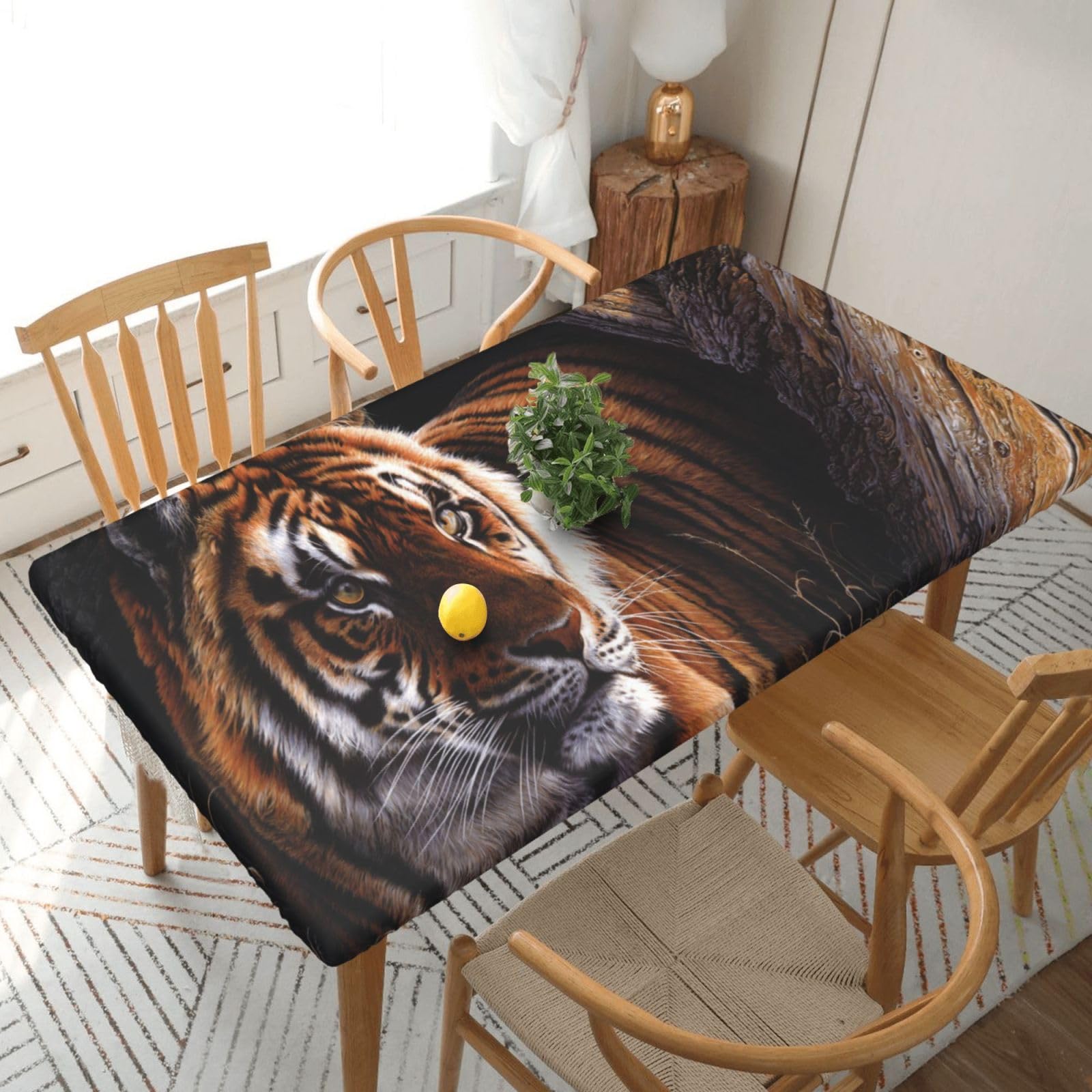 BNVSADC Bengal Tiger Printed 5FT Tablecloth Polyester Kitchen Water Resistant Table Cloth Dining Table Decoration Table Covers, 152x76 CM