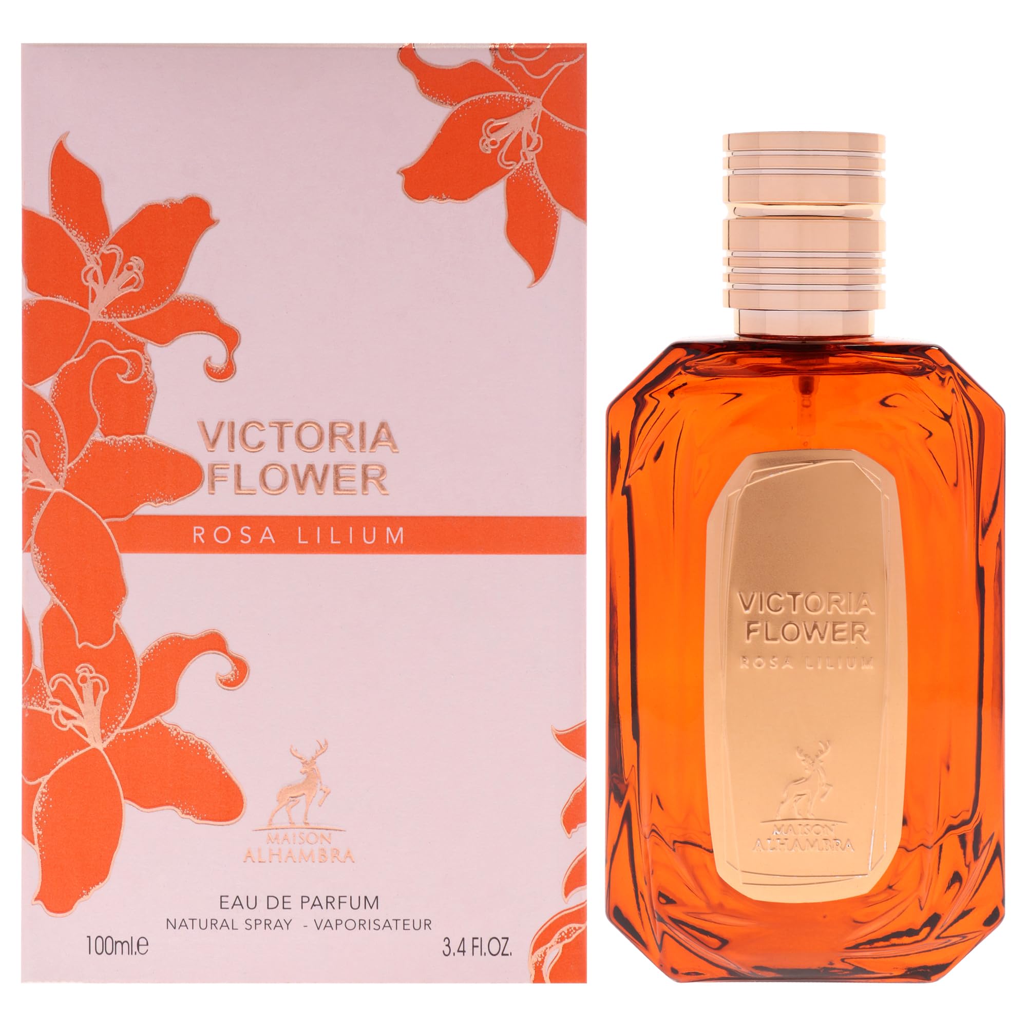 Maison Alhambra Victoria Flower Rosa Lilium - Fresh, Floral, Creamy, Musky - Long Lasting Eau de Parfum for Women, 100 ml
