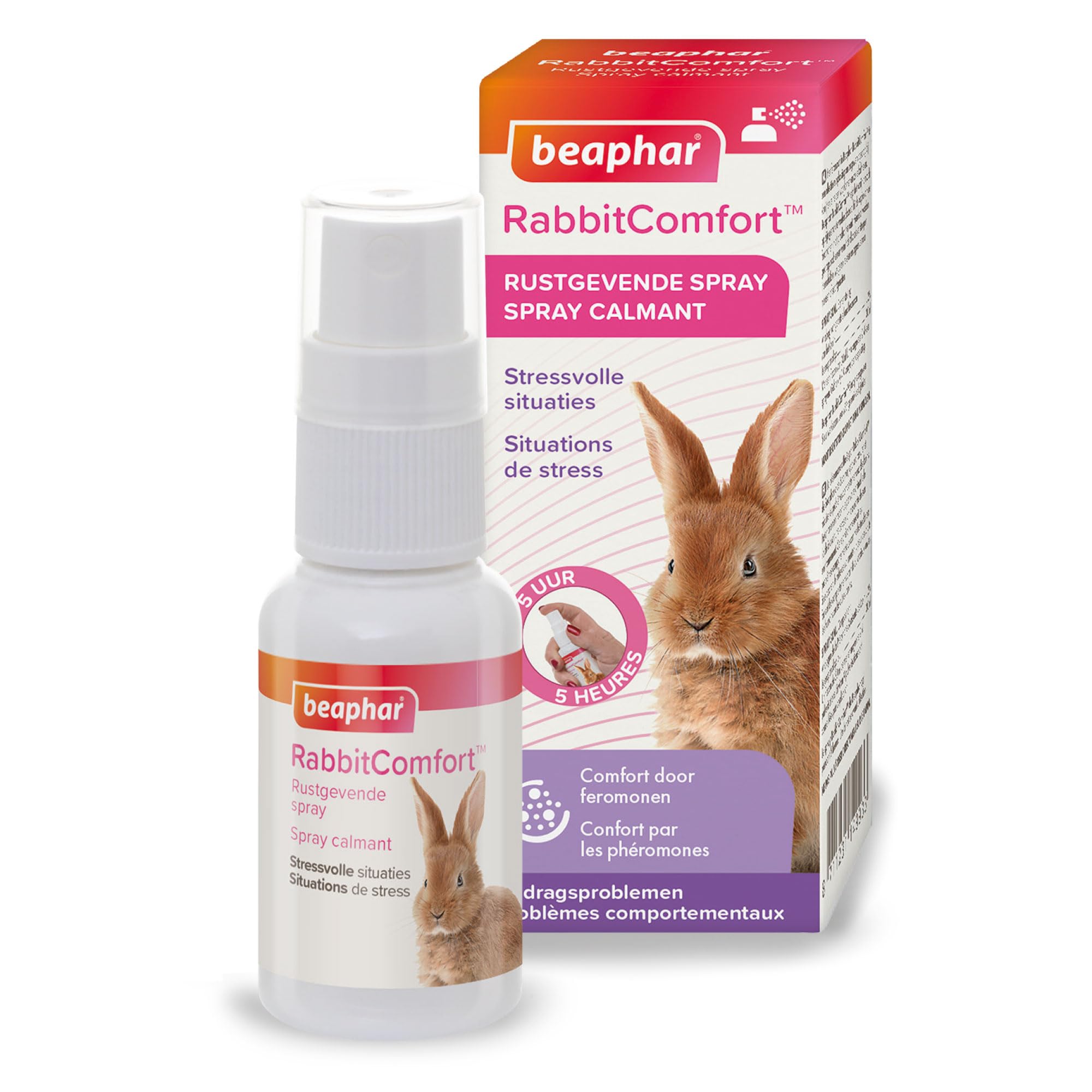 Beaphar – RABBITCOMFORT – Spray Calmante ai Feromoni per Coniglio – Riduce Lo Stress e i Problemi comportamentali – Pronto all'Uso – Flacone da 30 ml = 214 Spruzzi