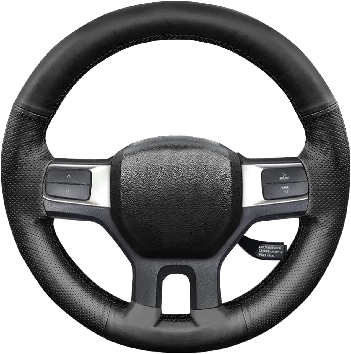 Belinous Leather Steering Wheel Cover Lace Up, Genuine Leather Hand Stitched, Steering Wheel Wrap Compatible with Dodge Ram 2012-2018 1500/2500/3500/5500/2019-2022 1500 Classic (W/O Mark)