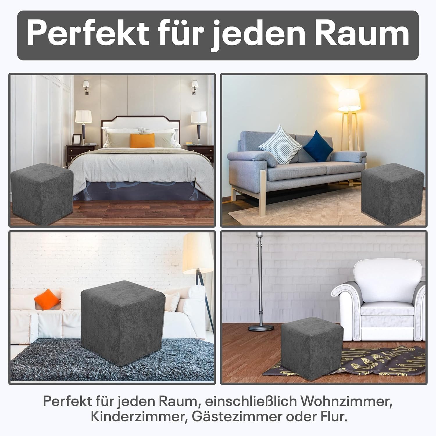 pouf a cubo, poggiapiedi, 40 x 40 x 40 cm, diversi colori (antracite)