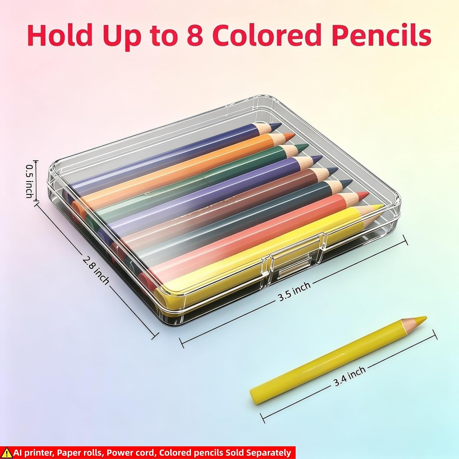 Carrying Case Compatible with Stickerbox AI Printer, 2-in-1 Travel Organizer for 3 Sticker Rolls, Charging Cable and Pencil Box, with Removable PP Box for 8 Colored Pencils (Only Case) (Red)
