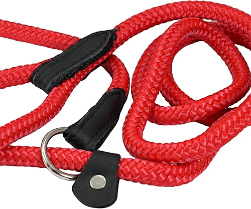 Miniatura 3 de Perros My Love cuerda de nailon antideslizante correa ajustable Collar de perro y correa 6ft de largo Rojo