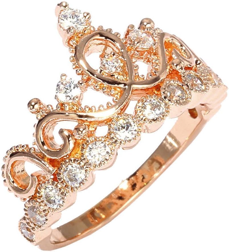 Sterling Silver Crown Ring/Princess Ring (Rose Gold Plated)