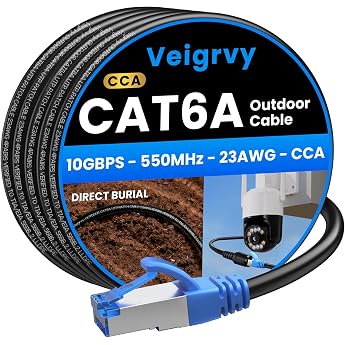 Cat 6A Outdoor LAN Cable 25 m 23AWG 10Gbps Network Cable Ethernet